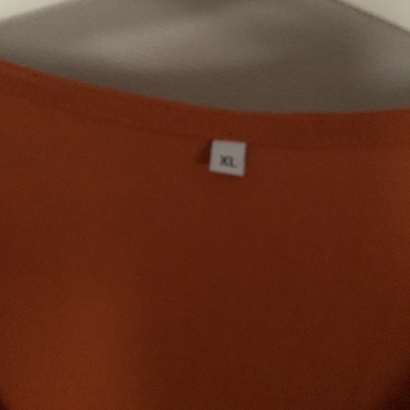 Elegant Autumn Orange V-Neck Dress - Picture 4 of 5